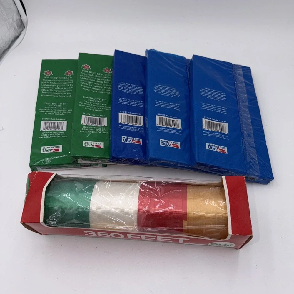 5 Packs Vintage Icicles 2000 Strand Christmas HOLIDAY TIME‎ USA, 1 Pack Ribbon